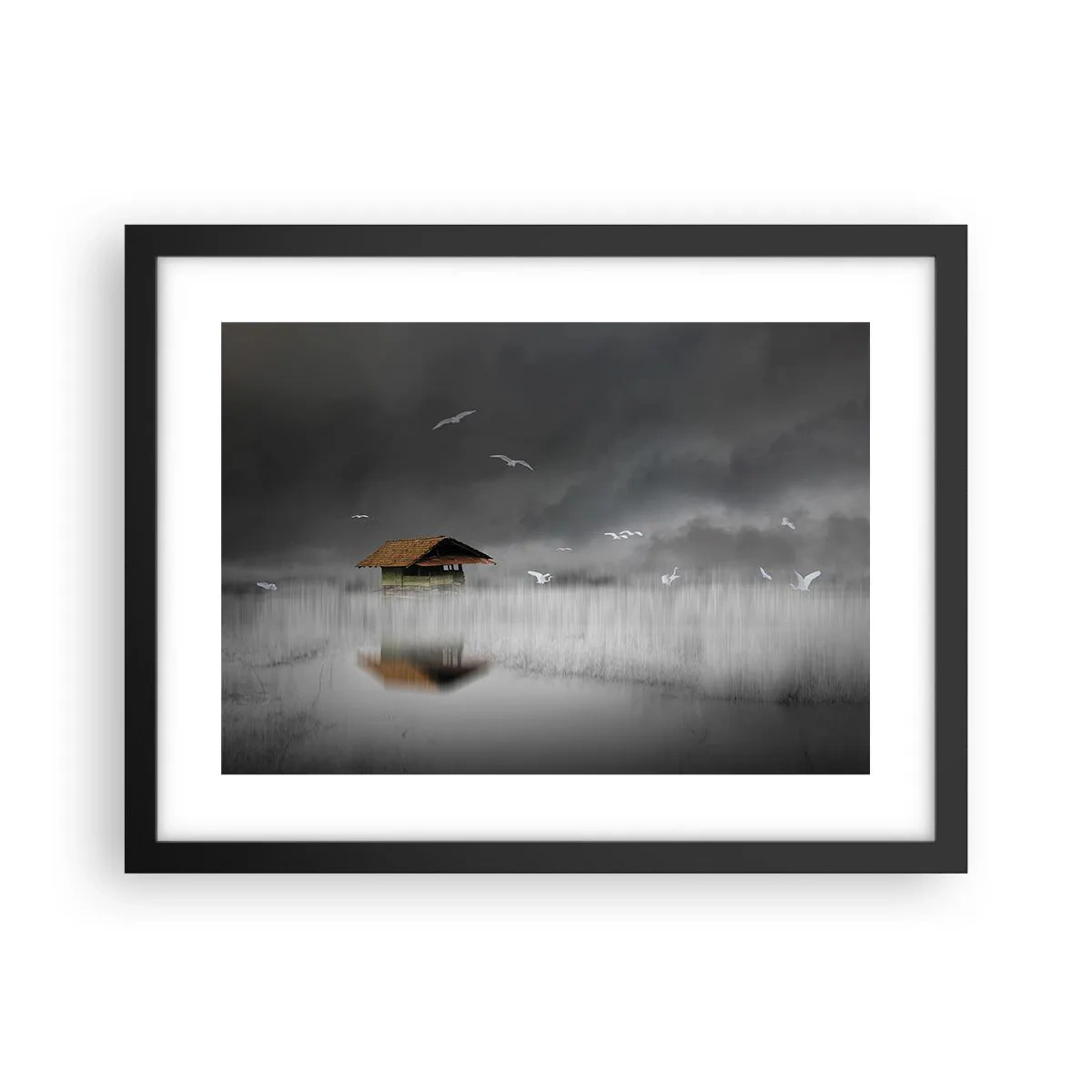 Plakát v černém rámu - Úkryt před deštěm - 40x30 cm