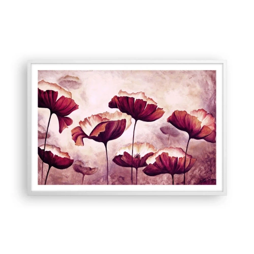 Plakát v bílém rámu - Červený a bílý plátek - 91x61 cm