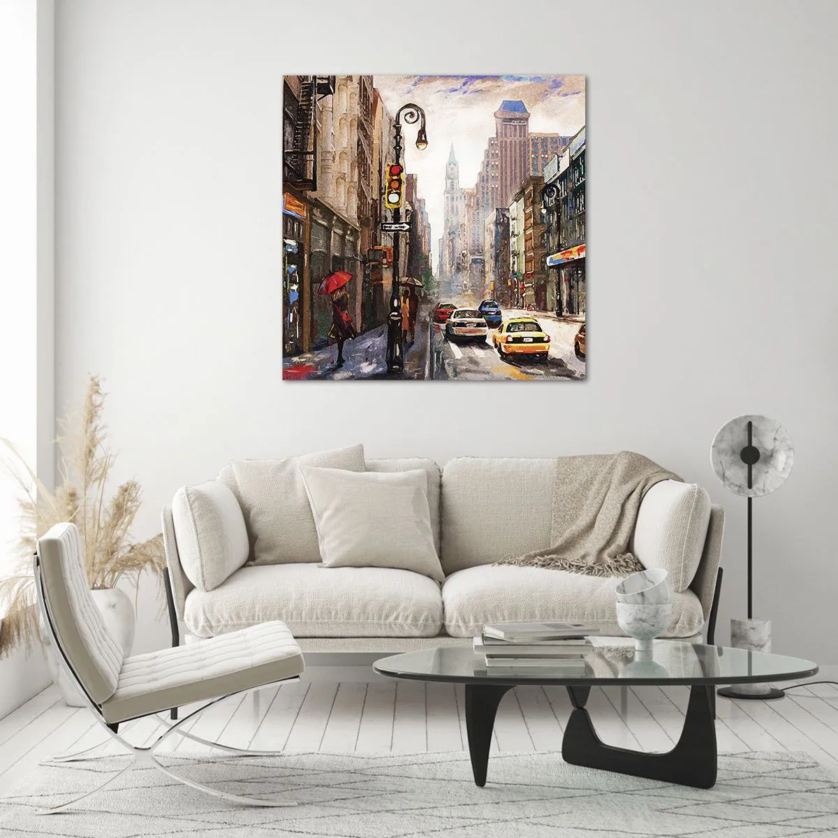 Obraz na skle - New York – barevný i v dešti - 30x30 cm