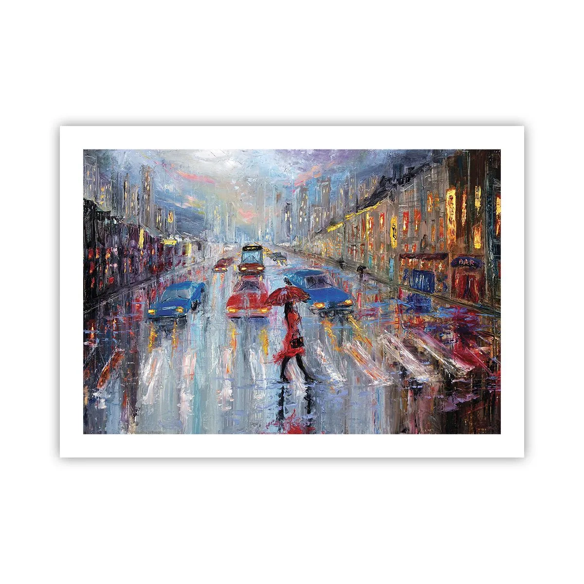 Plakát - Deštivé odpoledne ve městě - 70x50 cm