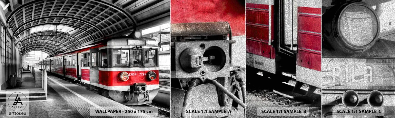 Vzor Fototapety Premium Sand - Možná je to životní cesta? - Osobní vlak, Vlakové nádraží, Plošina - 100x30 cm