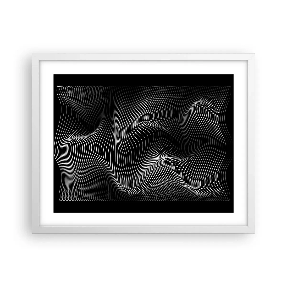 Plakát v bílém rámu - Tanec světla v prostoru - 50x40 cm