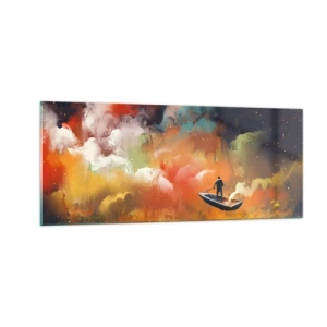 Obraz na skle - Lodí galaxií - 100x40 cm