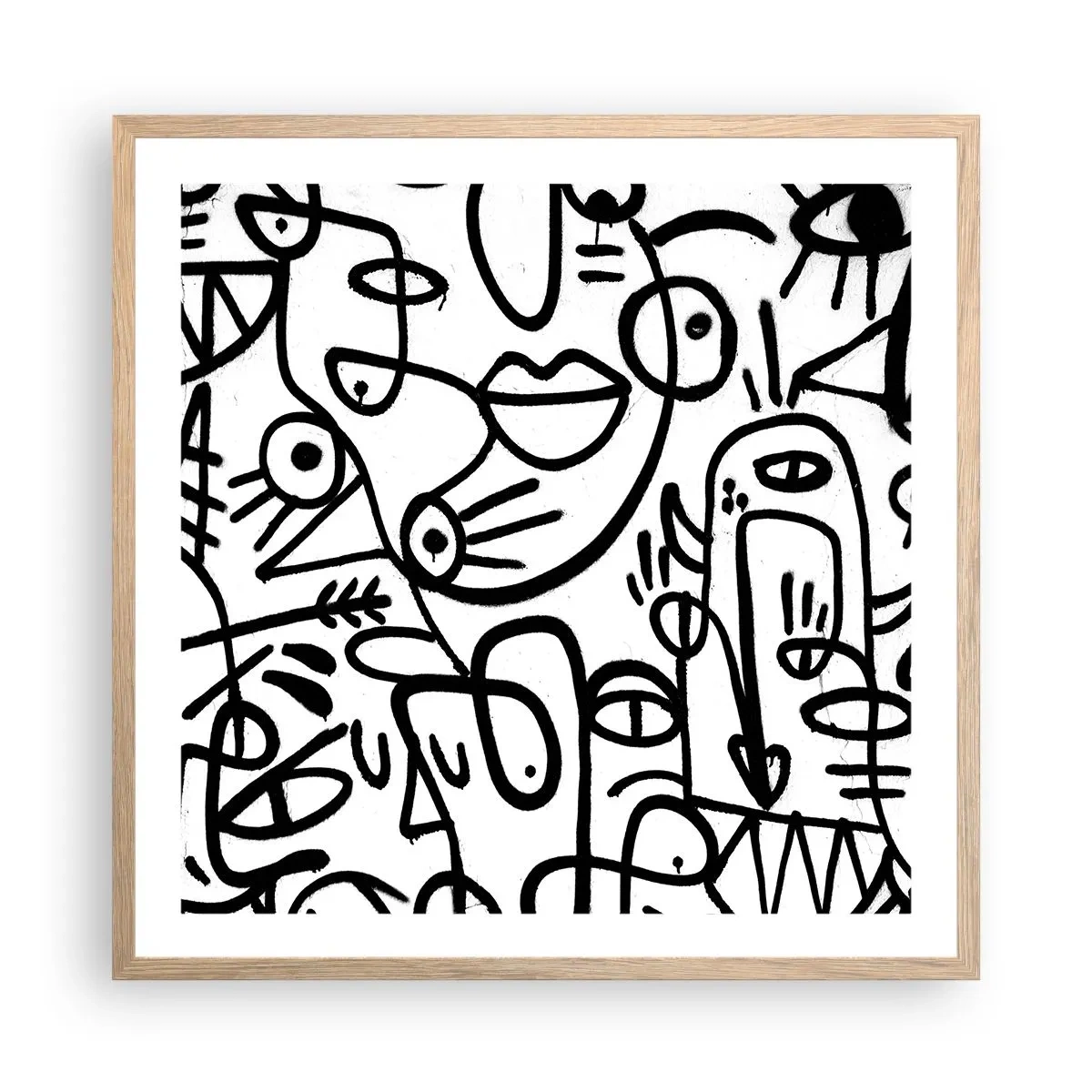 Plakát v rámu světlý dub - Tváře a přeludy - 60x60 cm