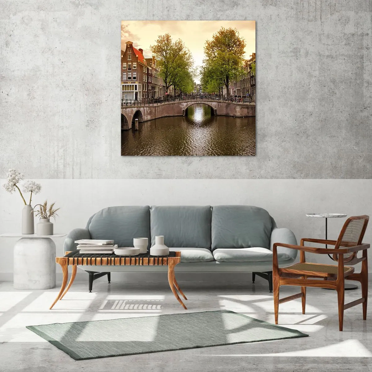 Obraz na skle - Lodí nebo na kole? - 30x30 cm