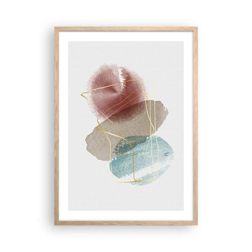 Plakát v rámu světlý dub - Korálky prostoru - 50x70 cm