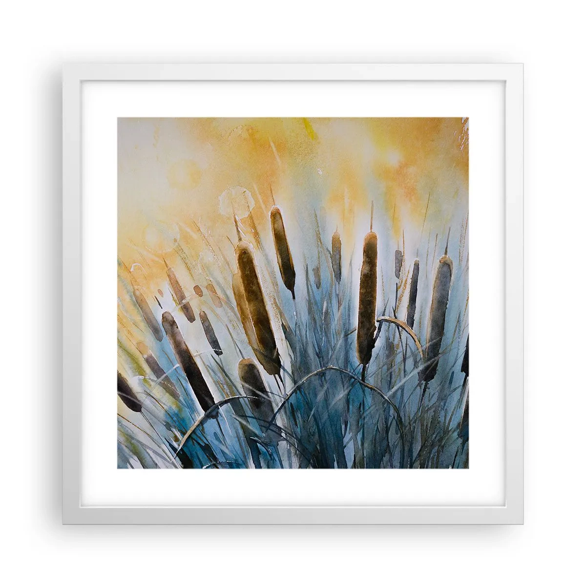 Plakát v bílém rámu - Chlad vody, žár slunce - 40x40 cm