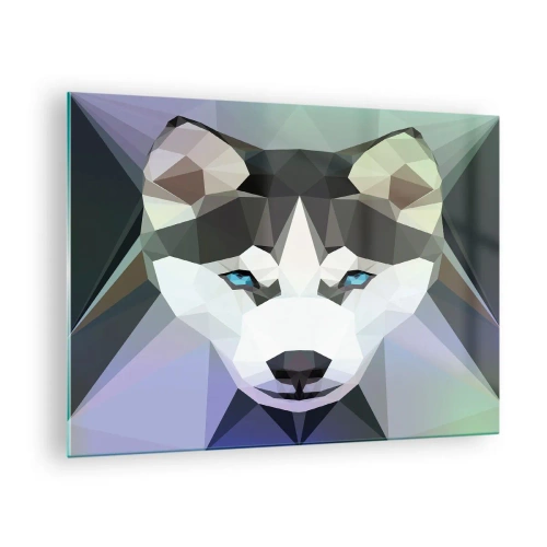 Obraz na skle - Vlčí geometrie v moderním stylu - 70x50cm - Vzpomínka na sníh na severu - Moderní nástěnná dekorace do obývacího pokoje a ložnice ARTTOR