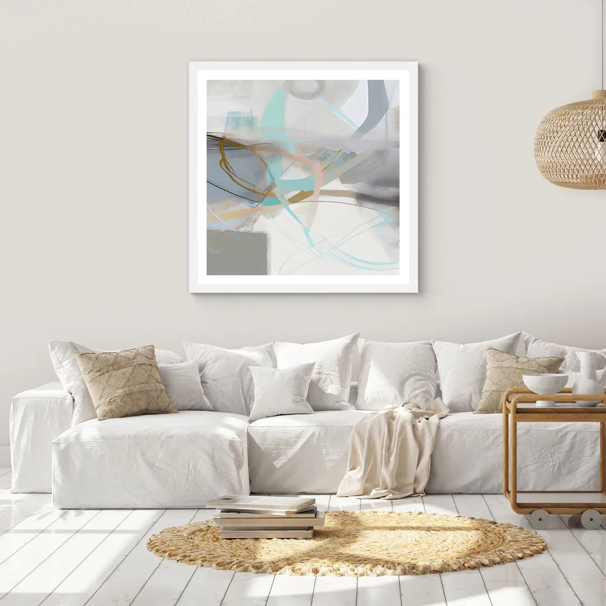 Plakát v bílém rámu - Mlhavá abstrakce - 60x60 cm