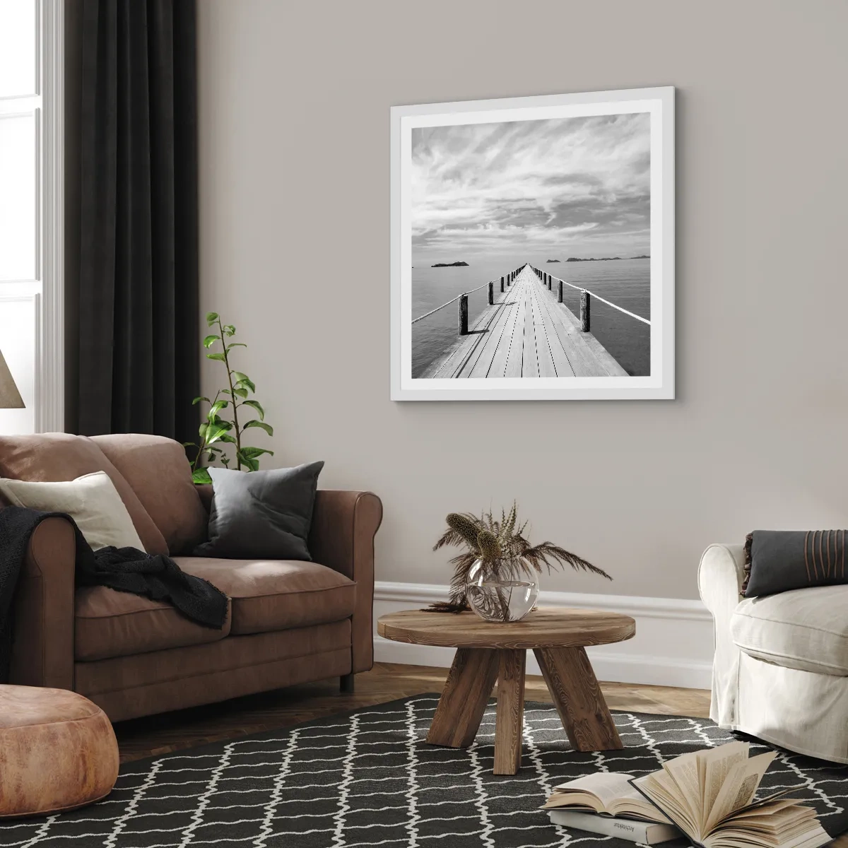 Plakát v bílém rámu - Co takhle cesta… - 60x60 cm