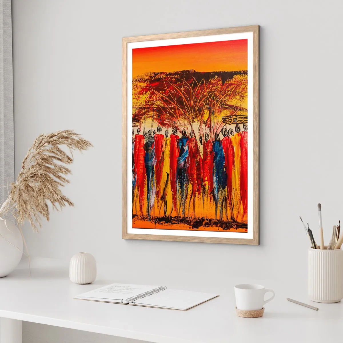 Plakát v rámu světlý dub - Tam, tam, tam, tam jdou - 70x100 cm