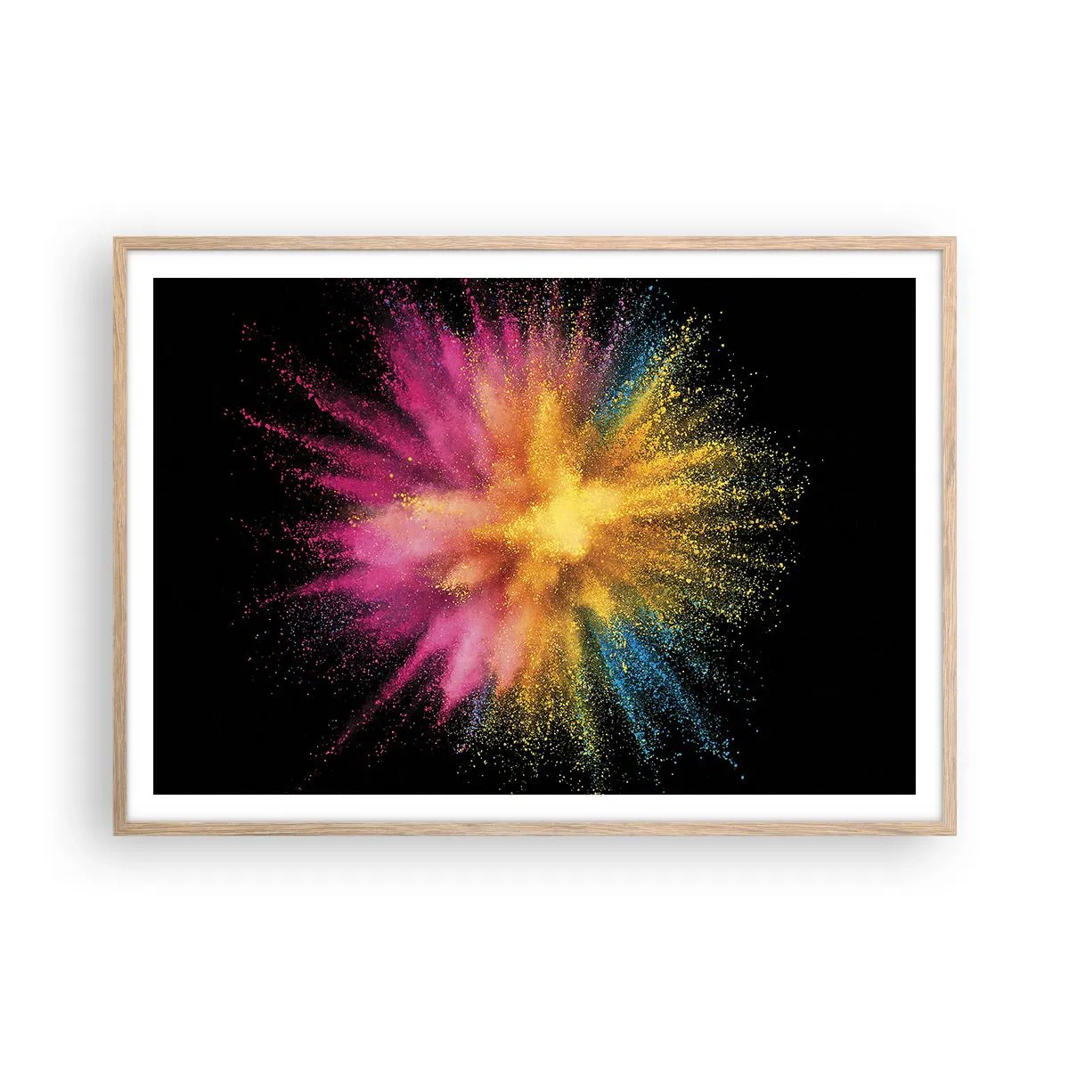 Plakát v rámu světlý dub - Zrození barev  - 100x70 cm