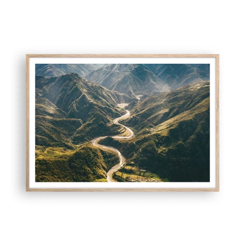 Plakát v rámu světlý dub - Přímo ze srdce hor - 100x70 cm