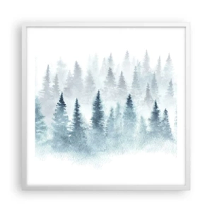 Plakát v bílém rámu - Zahalené mlhou - 60x60 cm