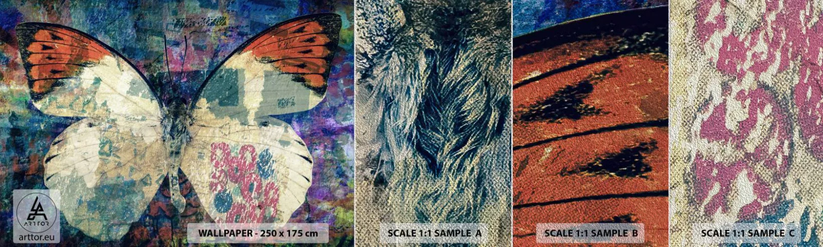 Vzor Fototapety Premium Sand - Jemná křehkost - Motýl, Abstrakce, Kus - 100x30 cm