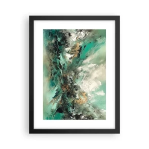 Plakát v černém rámu - Smaragdově černé vlnobití - 30x40 cm