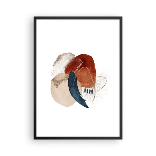 Plakát v černém rámu - Abstraktní oválná kompozice v teplých barvách - 50x70cm - Oválná kompozice - Moderní nástěnná dekorace do obývacího pokoje a ložnice ARTTOR