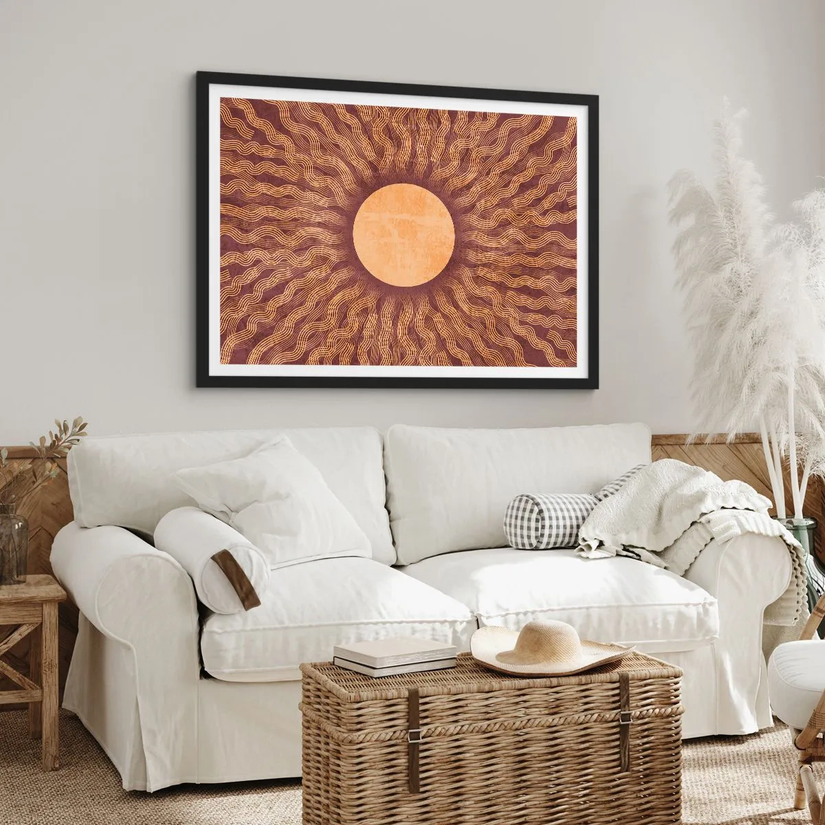 Plakát v černém rámu - Ikona slunce - 70x50 cm