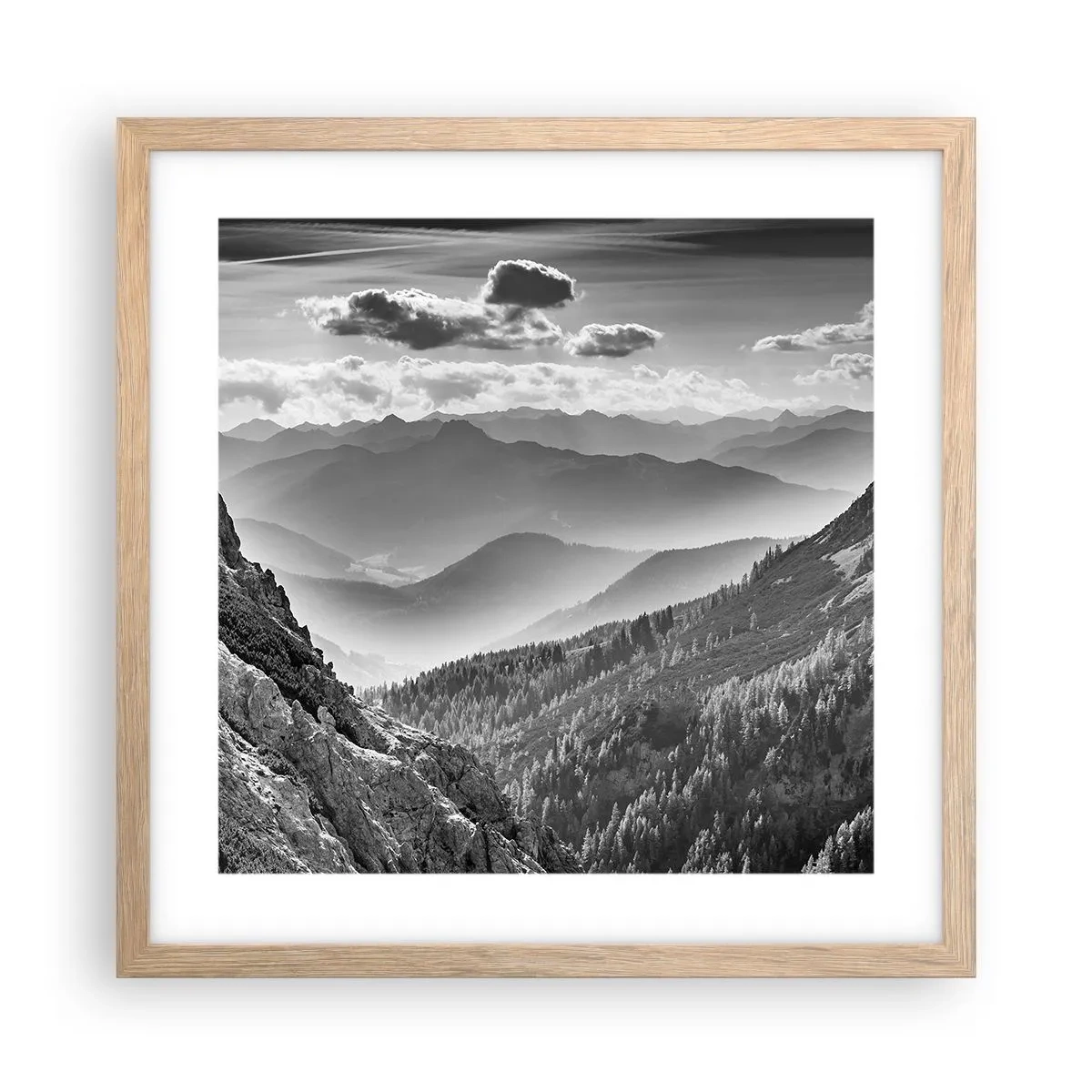 Plakát v rámu světlý dub - Až k obzoru - 40x40 cm