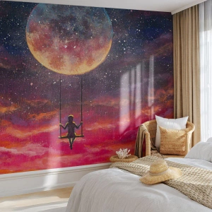 Fototapeta Premium Canvas - Stavět si vzdušné zámky - Abstrakce, Fantazie, Měsíc - 250x175 cm