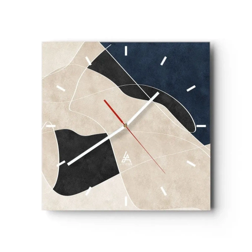 Nástěnné hodiny - Abstraktní kompozice – kontrast barev - 40x40 cm