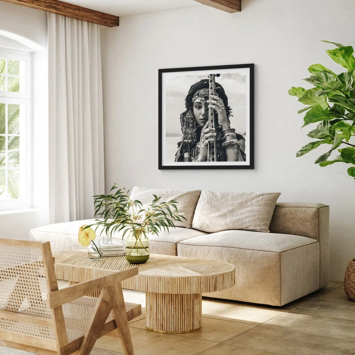 Plakát v černém rámu - Samotná hudba orientu - 40x40 cm