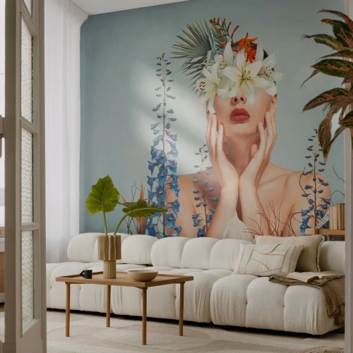 Fototapeta Premium Canvas - Žena – květina - Abstrakce, Žena, Květiny - 300x210 cm