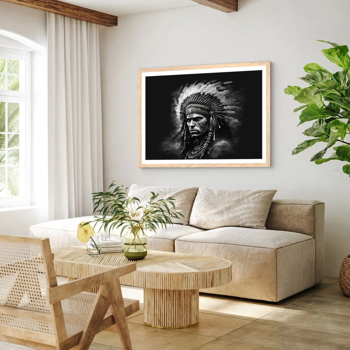 Plakát v rámu světlý dub - Vůdce a bojovník - 70x50 cm