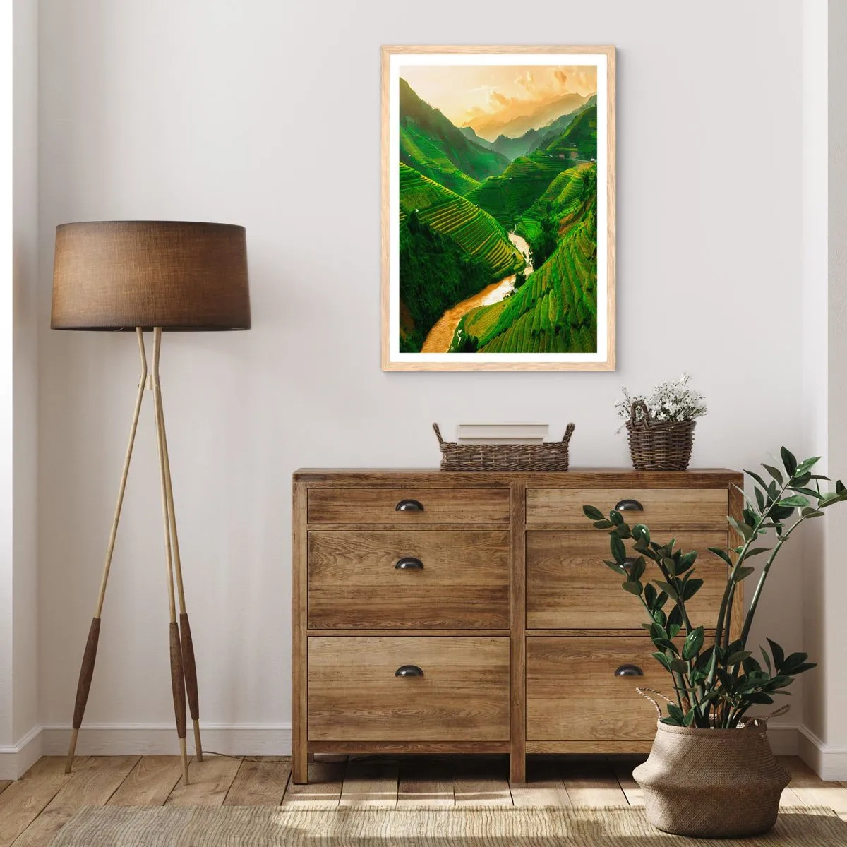 Plakát v rámu světlý dub - Vietnamské údolí - 70x100 cm