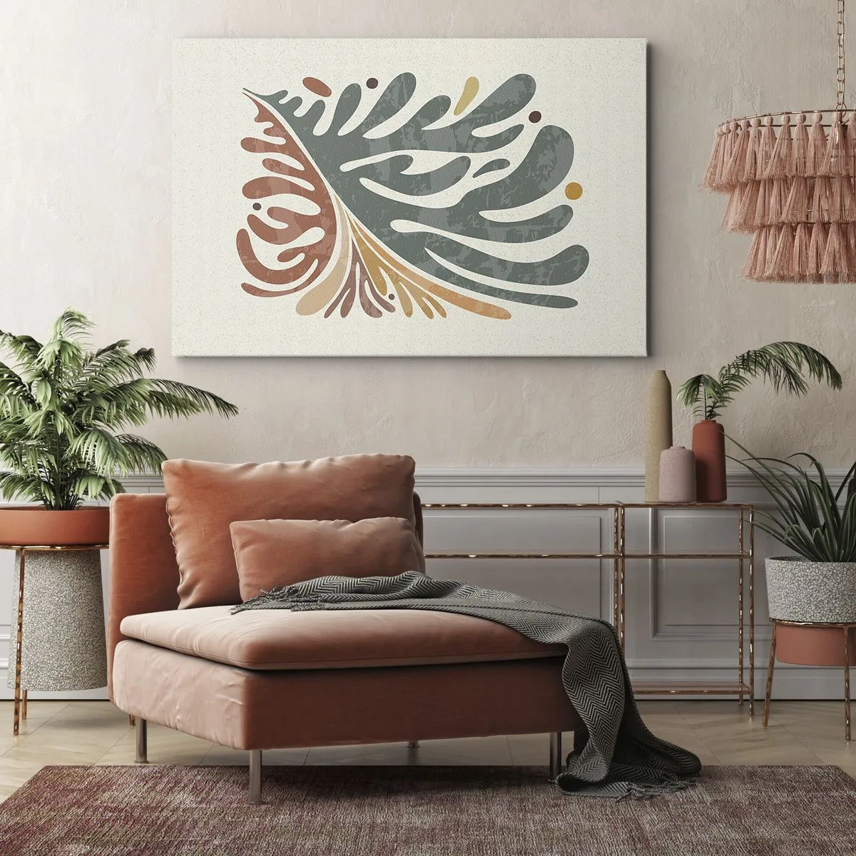 Obraz na plátně - Barevný abstraktní list na světlém pozadí - 70x50cm - Vícebarevný list - Moderní nástěnná dekorace do obývacího pokoje a ložnice ARTTOR
