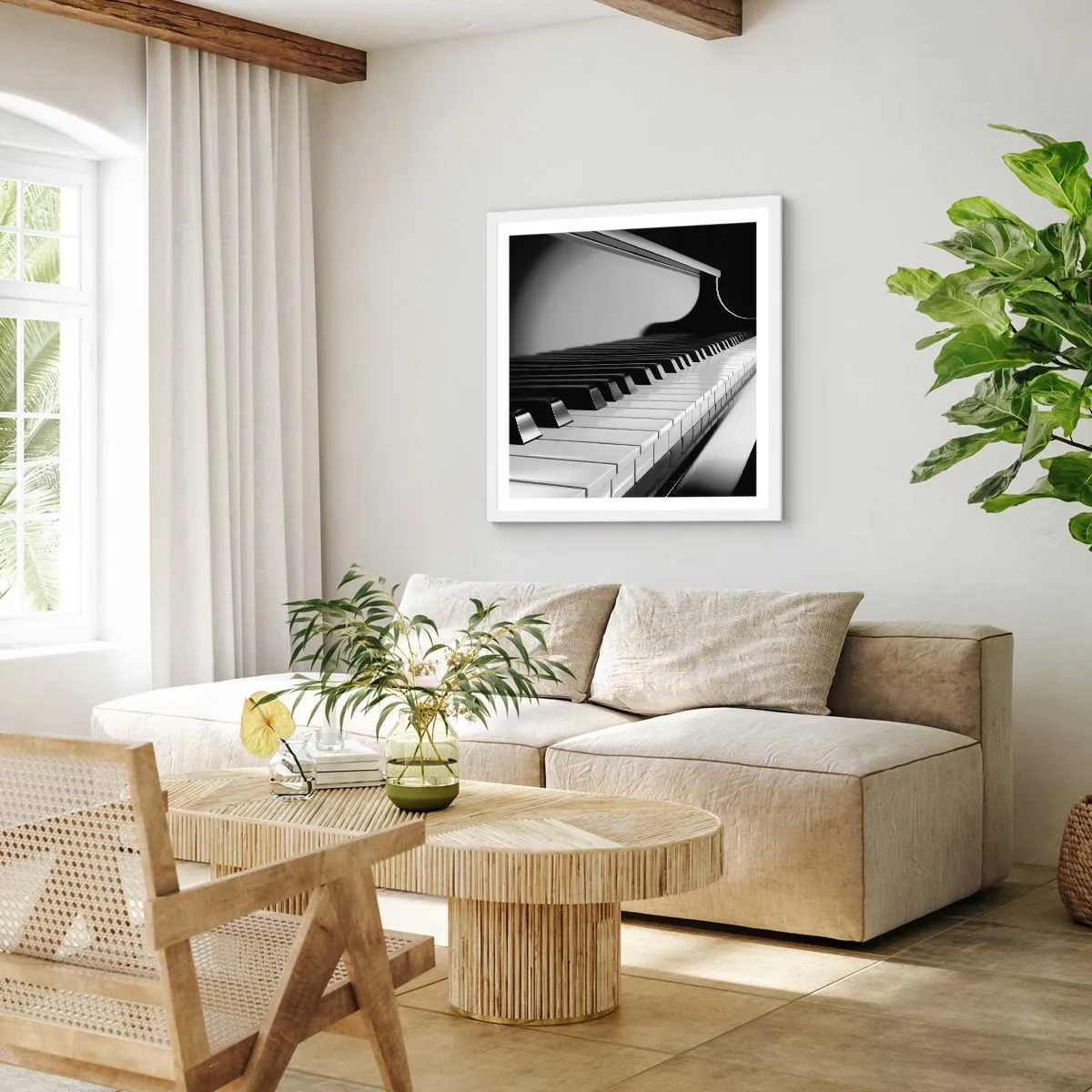 Plakát v bílém rámu - Harmonie tvarů a barev - 50x50 cm