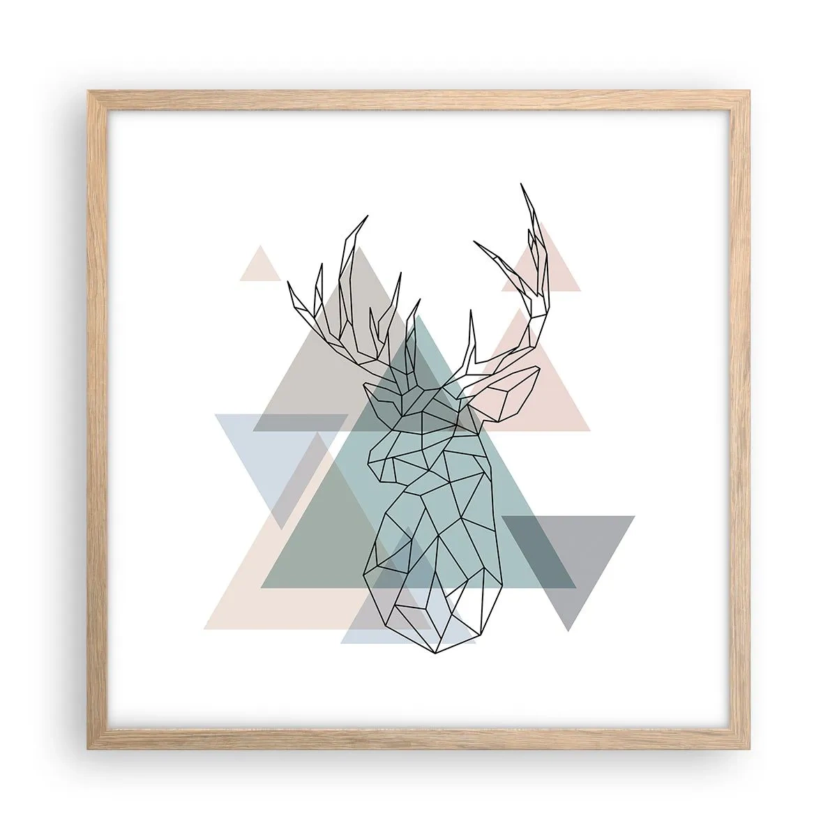 Plakát v rámu světlý dub - V geometrickém lese - 50x50 cm