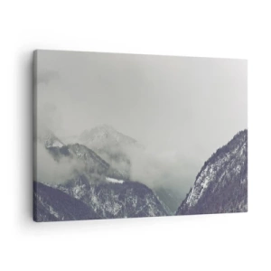 Obraz na plátně - Horské údolí zahalené v mlze v odstínech šedé - 70x50cm - Mlžné údolí - Moderní nástěnná dekorace do obývacího pokoje a ložnice ARTTOR