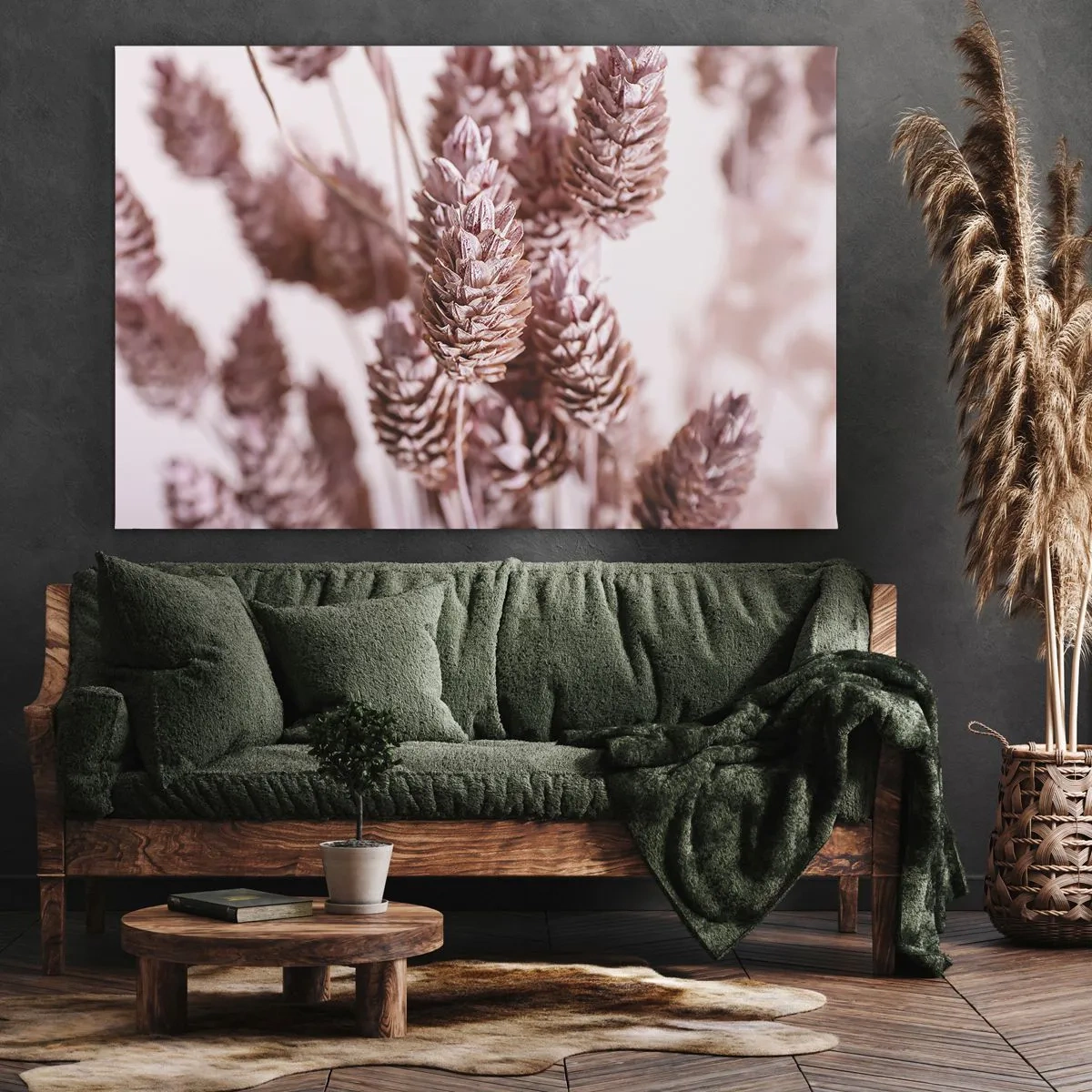 Obraz na plátně - Detailní záběr na jemné růžové klasy okrasných trav - 70x50cm - Zdánlivě nenápadné - Moderní nástěnná dekorace do obývacího pokoje a ložnice ARTTOR