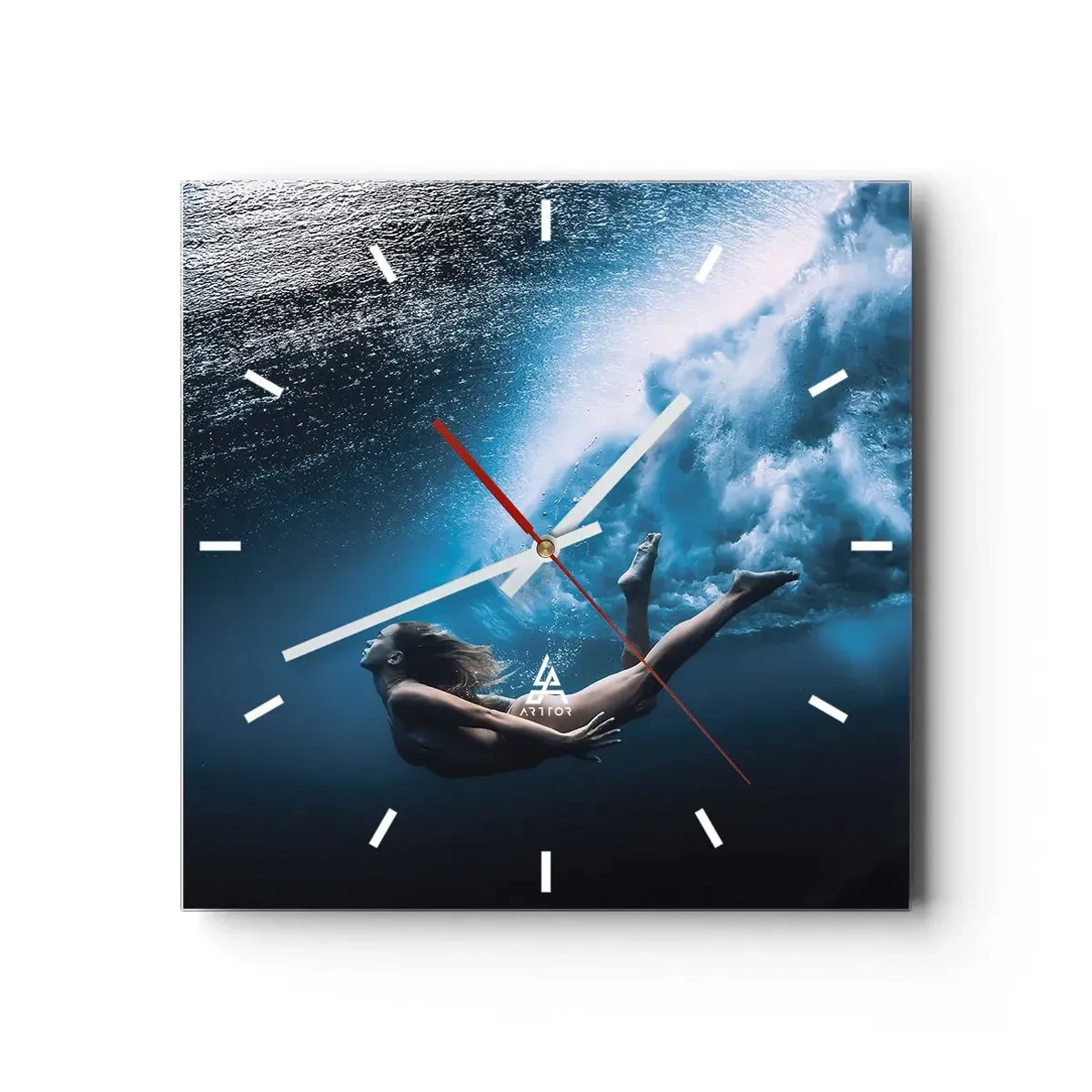 Nástěnné hodiny - Současná mořská panna - 40x40 cm