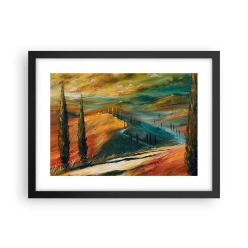 Plakát v černém rámu - Toskánská krajina - 40x30 cm