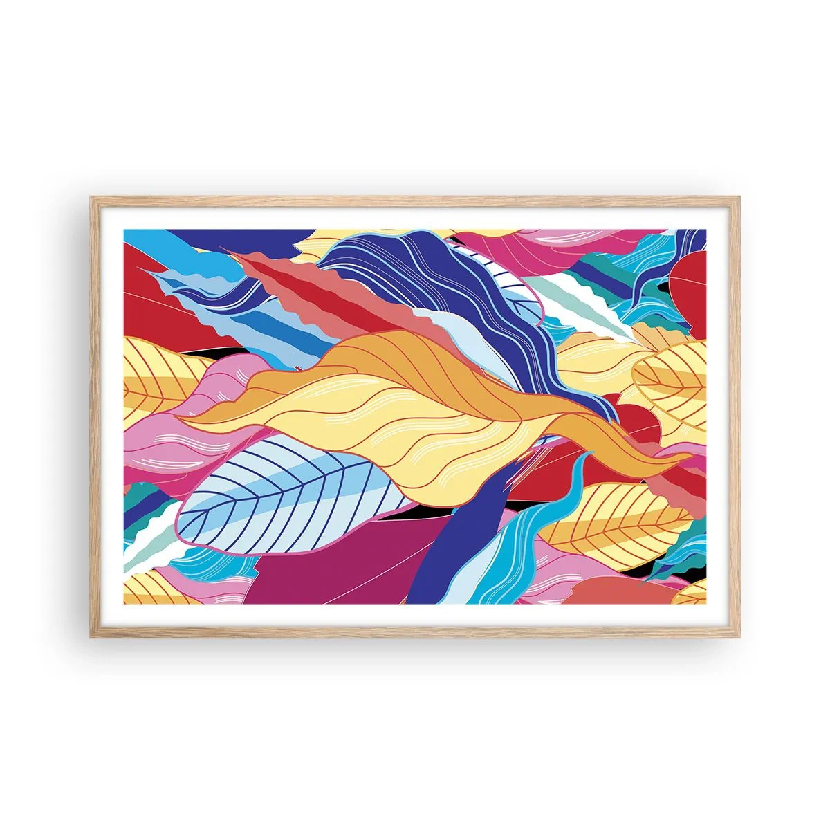 Plakát v rámu světlý dub - Barevný nepořádek - 91x61 cm