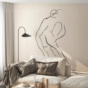 Fototapeta Standard Eco - Minimalistická skica postavy v intimním gestu - 100x70cm - Intimní skica - Moderní nástěnná dekorace do obývacího pokoje a ložnice ARTTOR