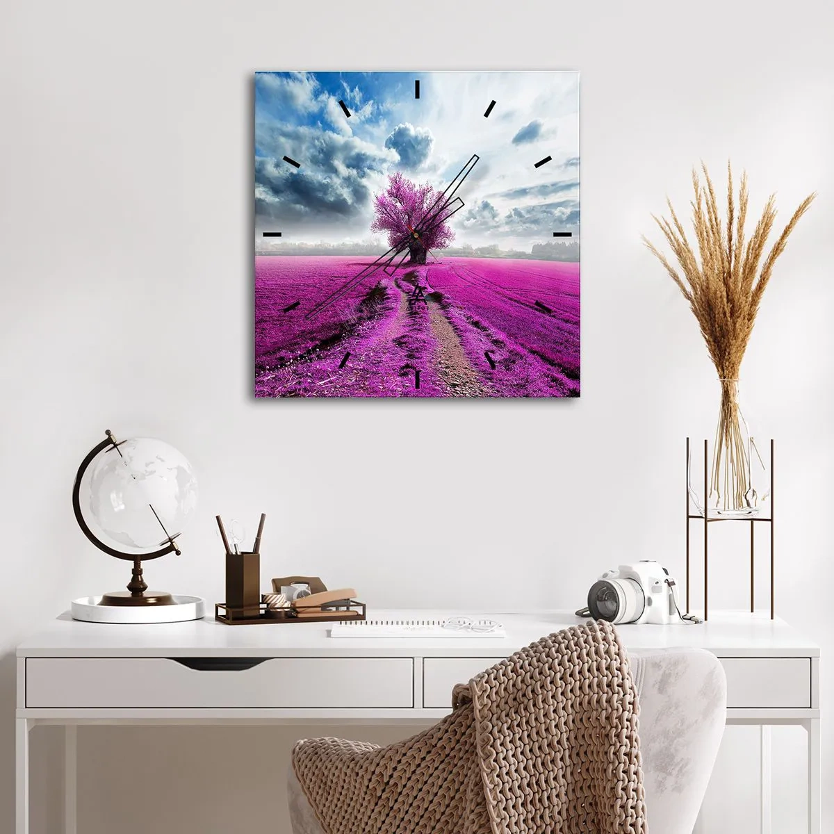 Nástěnné hodiny - Vřesoviště - divočina - 40x40 cm