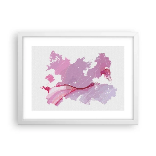 Plakát v bílém rámu - Mapa růžového světa - 40x30 cm