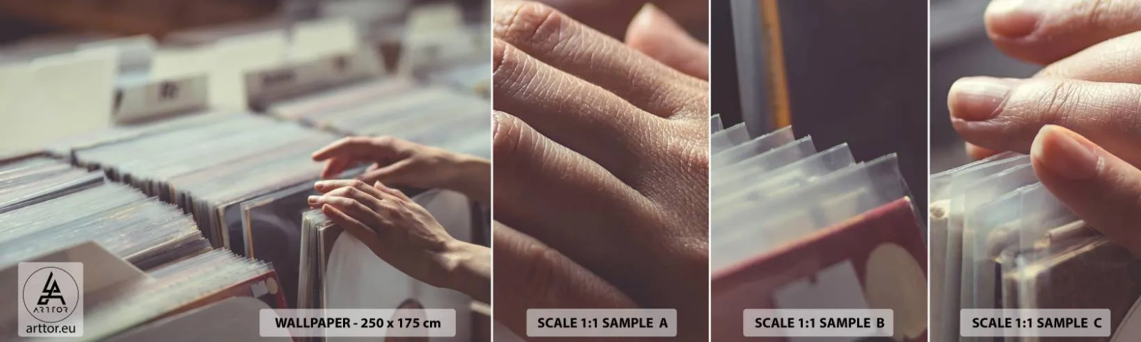 Fototapeta Vzorek Standard Eco - Hledání emocí - Vinyl, Hudba, Obchod s hudebninami - 100x30 cm