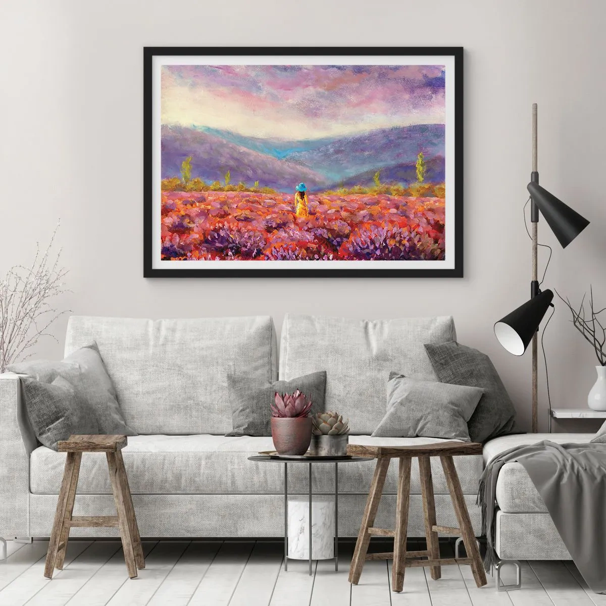Plakát v černém rámu - V levandulovém světě - 40x30 cm