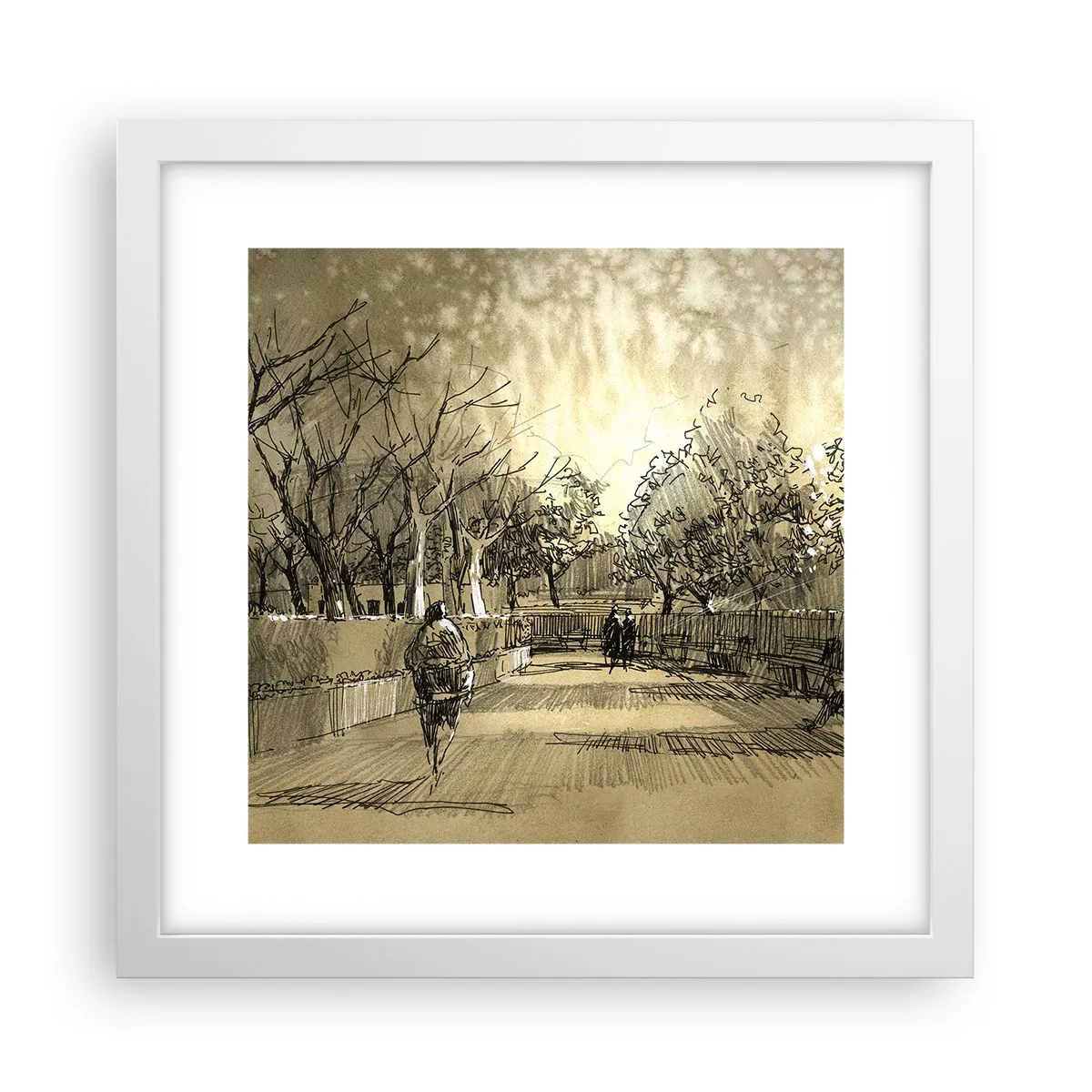 Plakát v bílém rámu - Pírkem zastavený okamžik - 30x30 cm