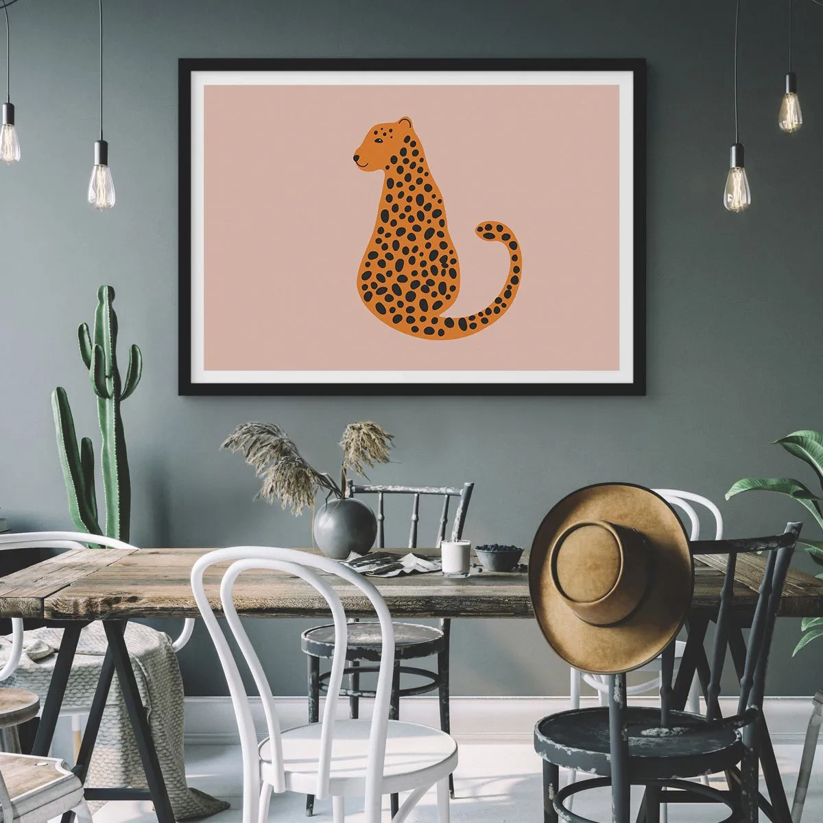 Plakát v černém rámu - Leopardní vzor je v módě - 70x50 cm