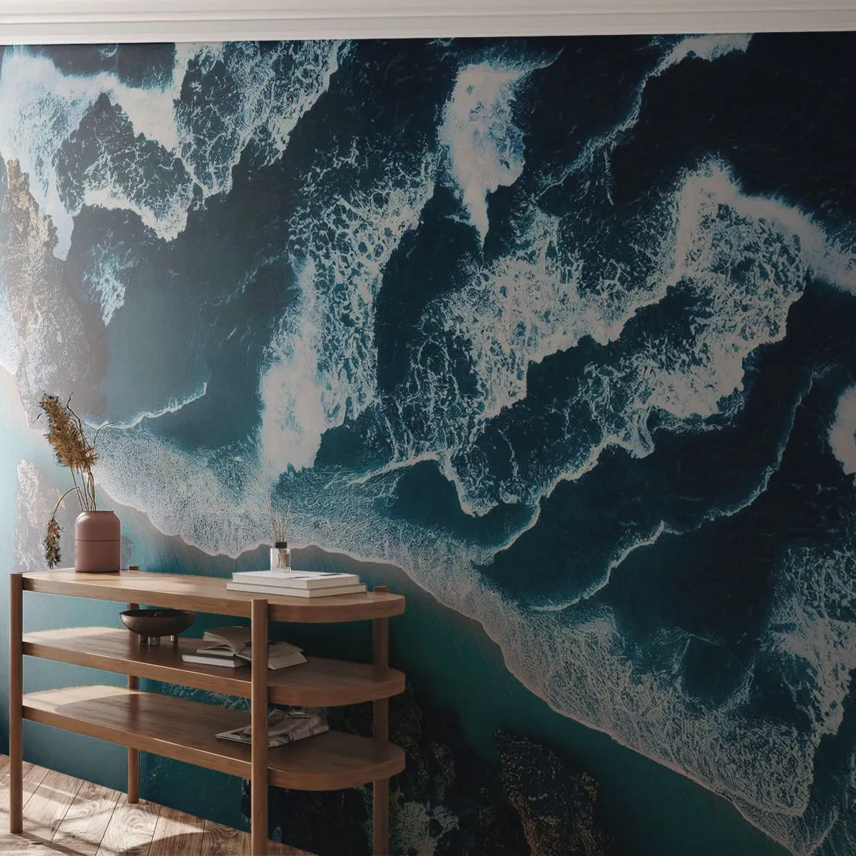 Fototapeta Premium Sand - Zahalené do vln - Útes, Moře, Příroda - 300x210 cm