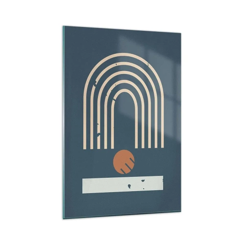 Obraz na skle - Geometrie v námořnické modři - 80x120 cm