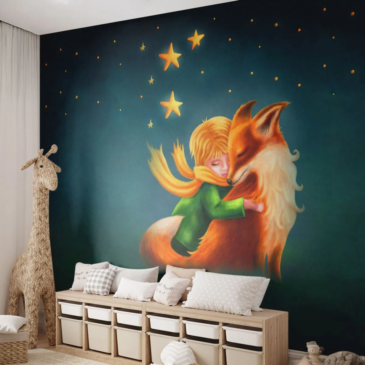 Fototapeta Premium Canvas - Malý princ - Pro děti, Liška, Chlapec - 250x175 cm