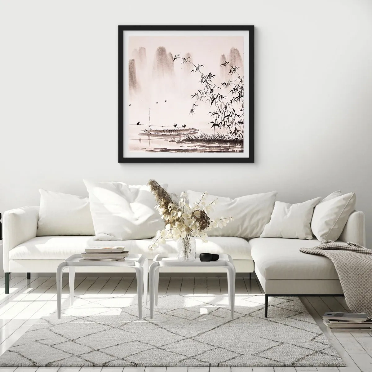 Plakát v černém rámu - Klid rýžových polí - 60x60 cm