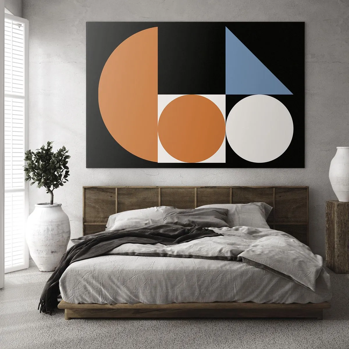 Obraz na skle - Geometrické obrazce v abstraktním uspořádání - 70x50cm - Figurínový systém - Moderní nástěnná dekorace do obývacího pokoje a ložnice ARTTOR