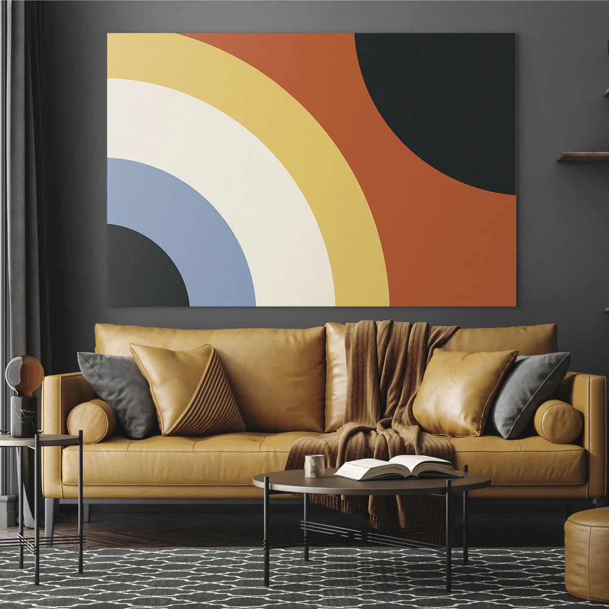 Obraz na skle - Abstraktní barevné oblouky na skleněném pozadí - 70x50cm - K sobě samému - Moderní nástěnná dekorace do obývacího pokoje a ložnice ARTTOR